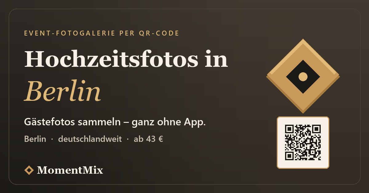 Hochzeits- und Event-Fotogalerie für Berlin – Gästefotos per QR-Code sammeln, ohne App | MomentMix
