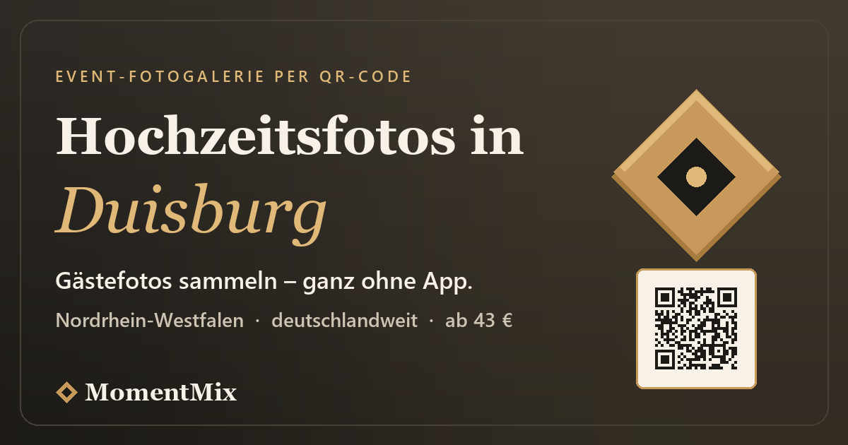 Hochzeits- und Event-Fotogalerie für Duisburg – Gästefotos per QR-Code sammeln, ohne App | MomentMix