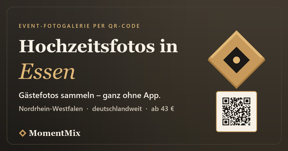 Hochzeits- und Event-Fotogalerie für Essen – Gästefotos per QR-Code sammeln, ohne App | MomentMix