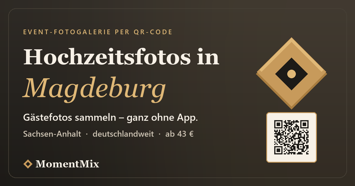 Hochzeits- und Event-Fotogalerie für Magdeburg – Gästefotos per QR-Code sammeln, ohne App | MomentMix